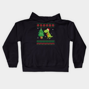 T-rex Merry Xmas Ugly Christmas Kids Hoodie